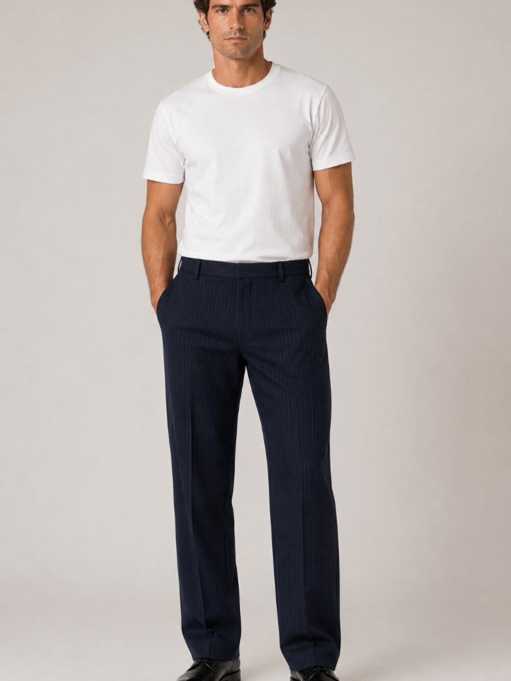 Dockers Premium Morgan Dress Pants Straight Fit Navy Pinstripe W36 L30